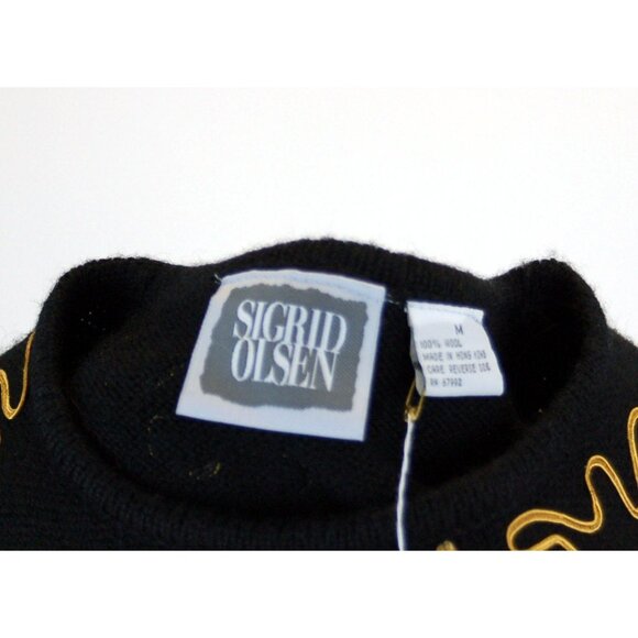 Wool sweater pullover jumper embroidered floral by Sigrid Olsen Size M - Picture 8 of 9